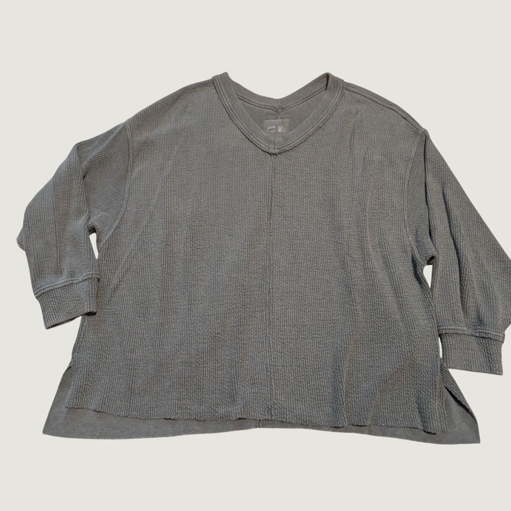 Aerie Wonder Pullover Women Sz XXL Green Oversized V-Neck Long Sleeve Lounge